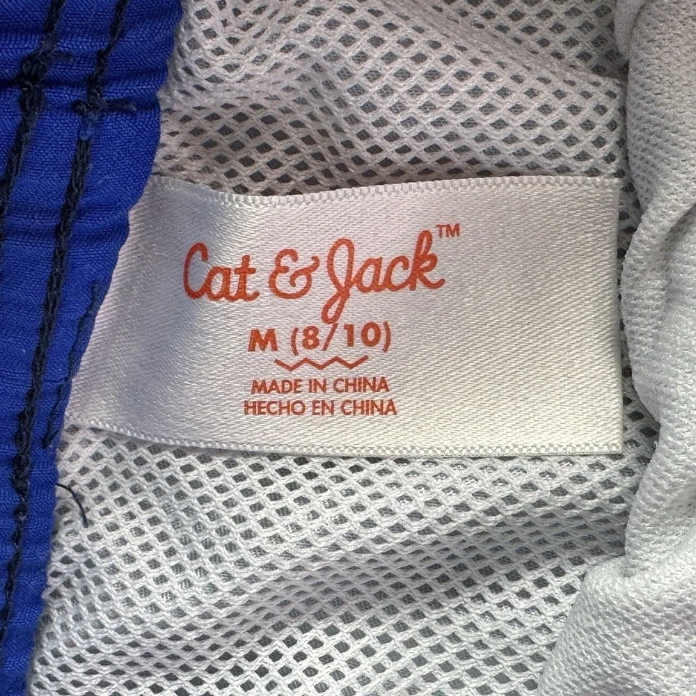 Cat‎ & Jack Boys Red White Blue Swim Trunks Swimsuit UPF 50+ Size Medium 8/10